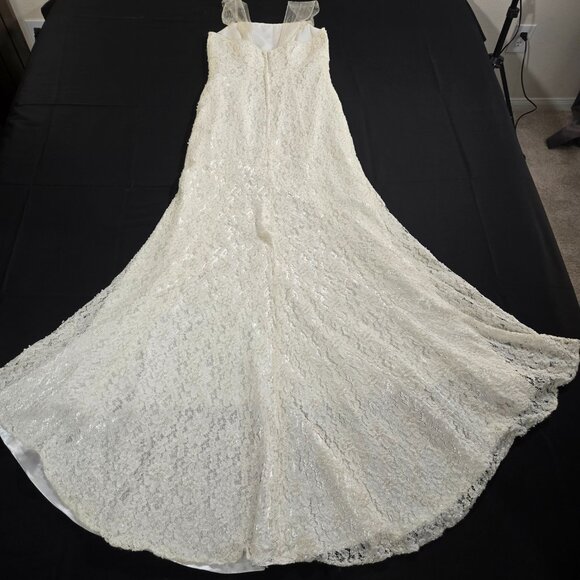 GALINA "Your Fairy Big Day" IVORY Empire Waist Beaded Lace Wedding Dress Size 12 - Picture 6 of 17